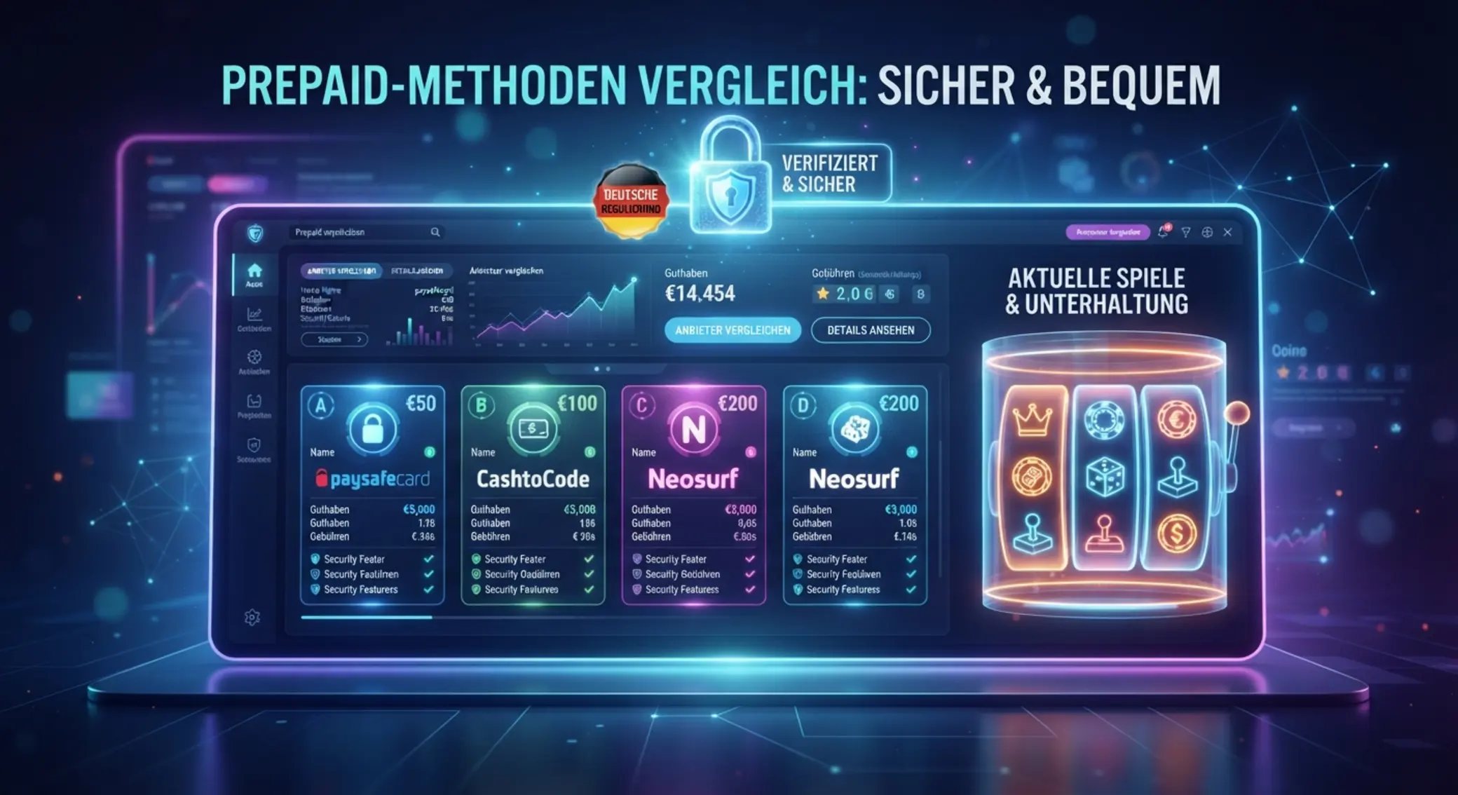&Uuml;bersicht der besten Paysafecard Online Casinos in Deutschland mit Sicherheitssymbolen