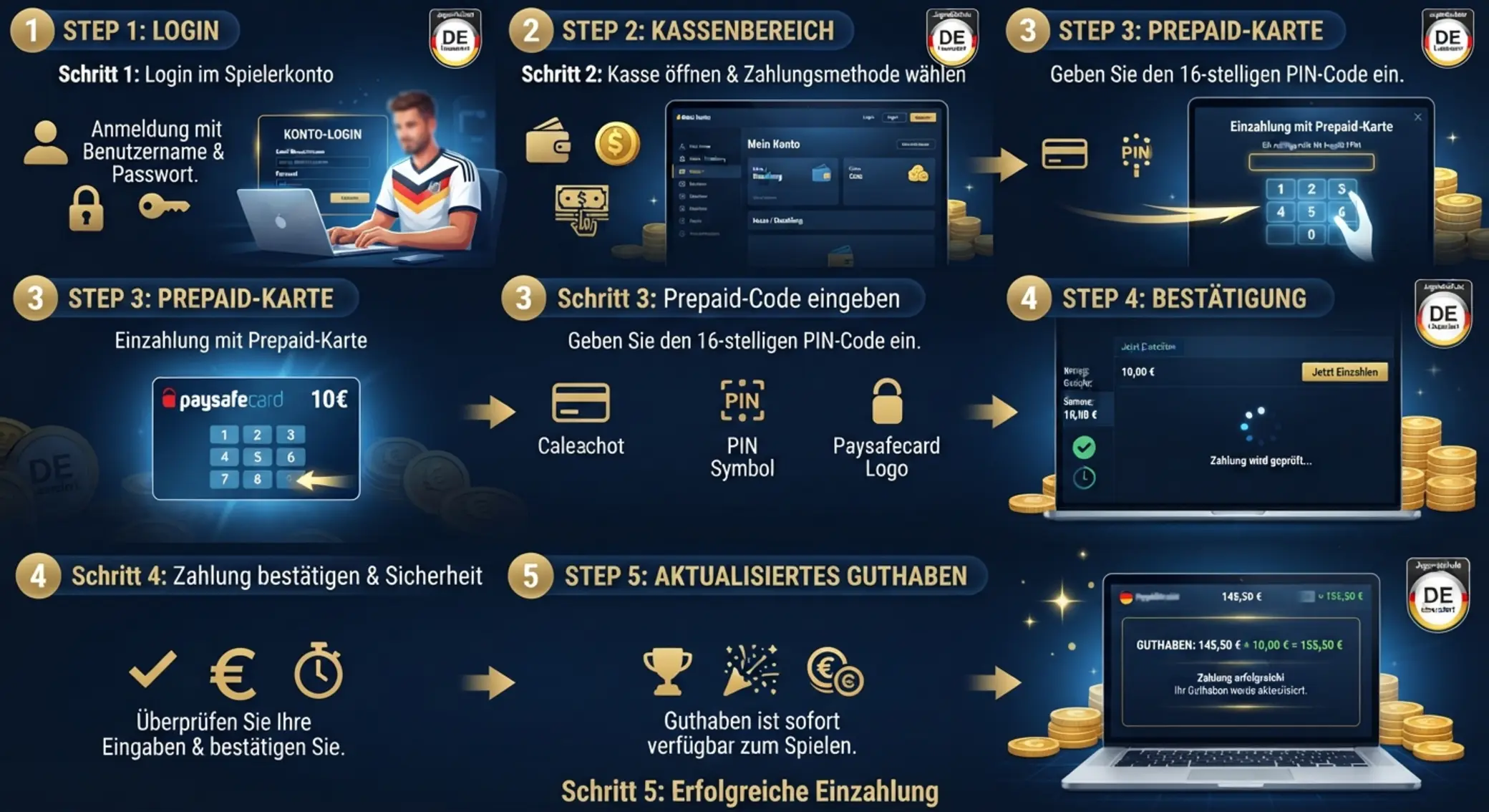 Schritt-für-Schritt-Einzahlung mit Prepaid-Karte