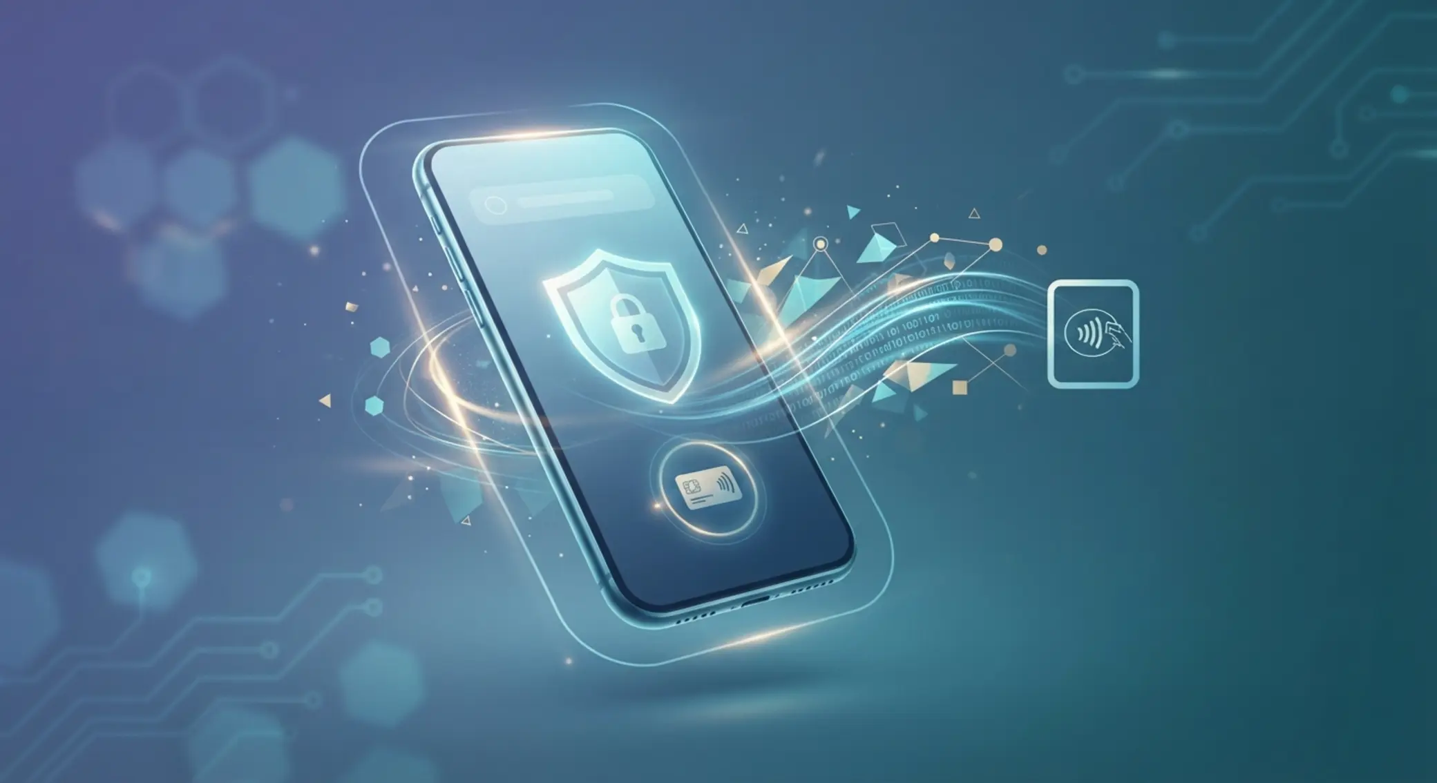 Smartphone mit Schloss- und Schildsymbol für sichere mobile Zahlung