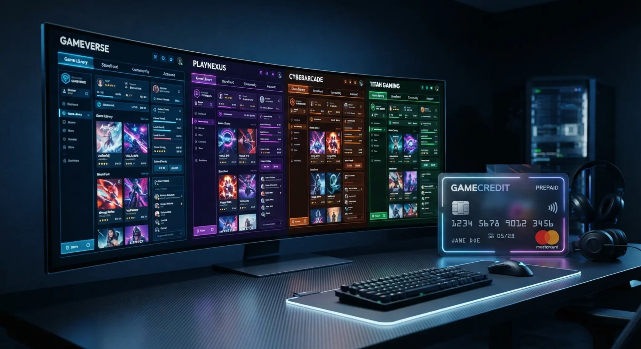 Vergleich mehrerer Online-Spielplattformen mit Prepaid-Karte