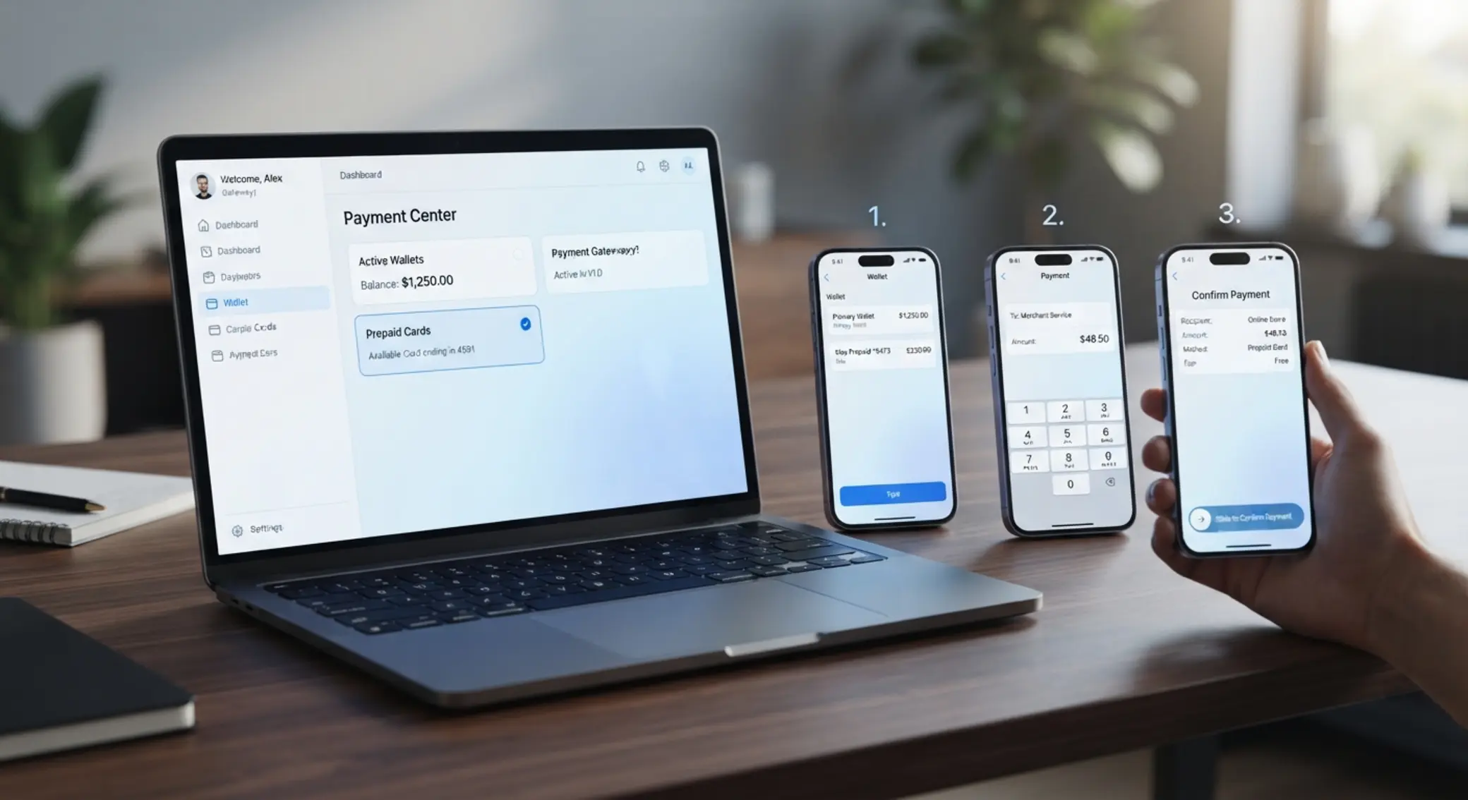 Schritt-für-Schritt-Darstellung einer Prepaid-Einzahlung