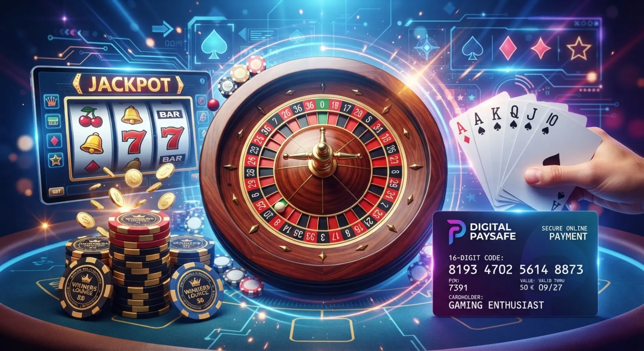 Collage aus Spielarten mit Prepaid-Zahlungsmethode